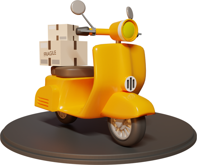 Motorcycle with Delivery Boxes